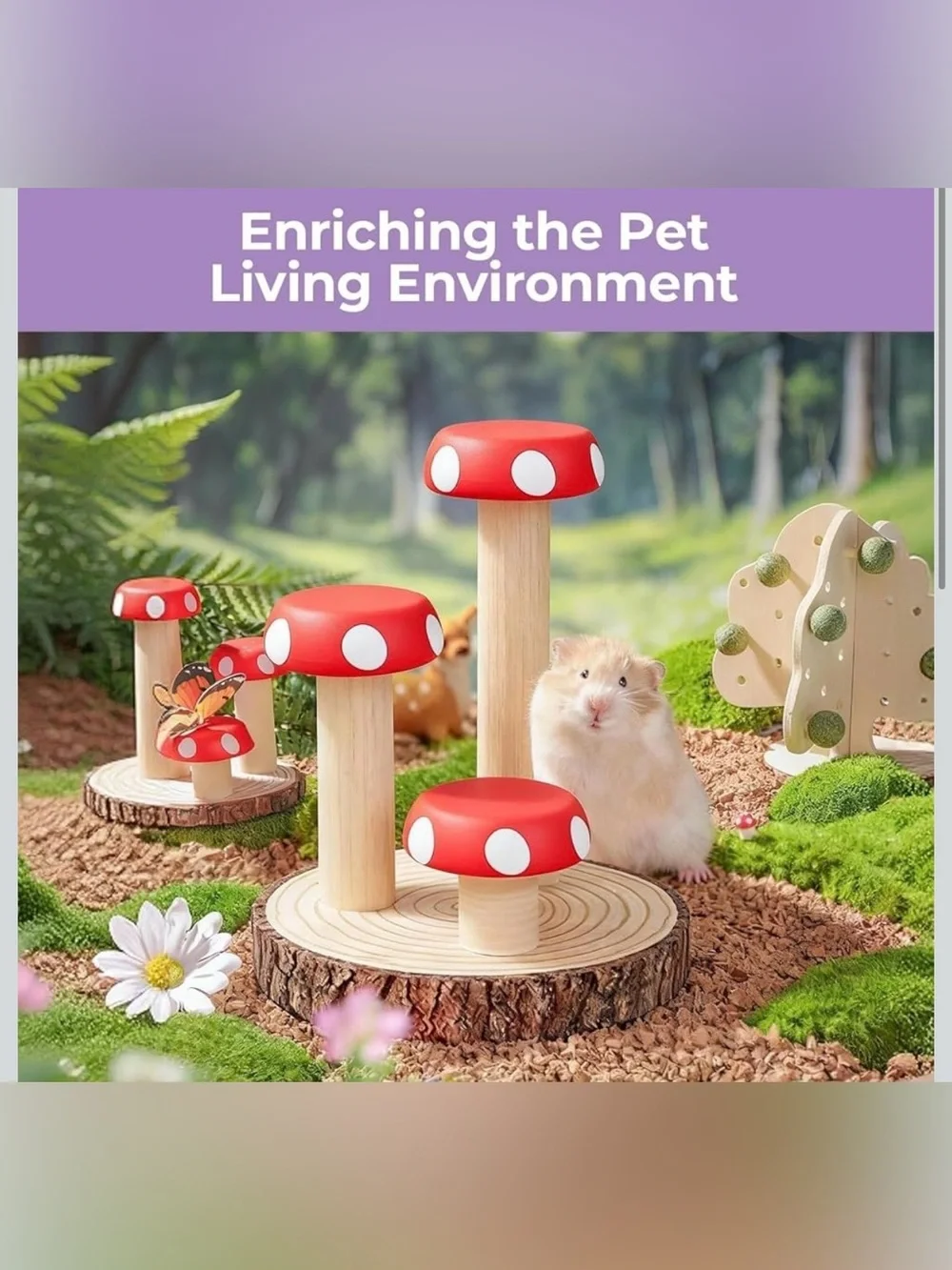 Red Mushroom Climbing Toy for Hamsters and Small Pets, NWT 🍄 🐹